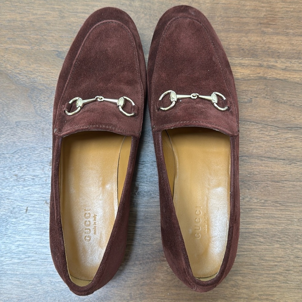 Gucci Brown Suede Horsebit Loafers